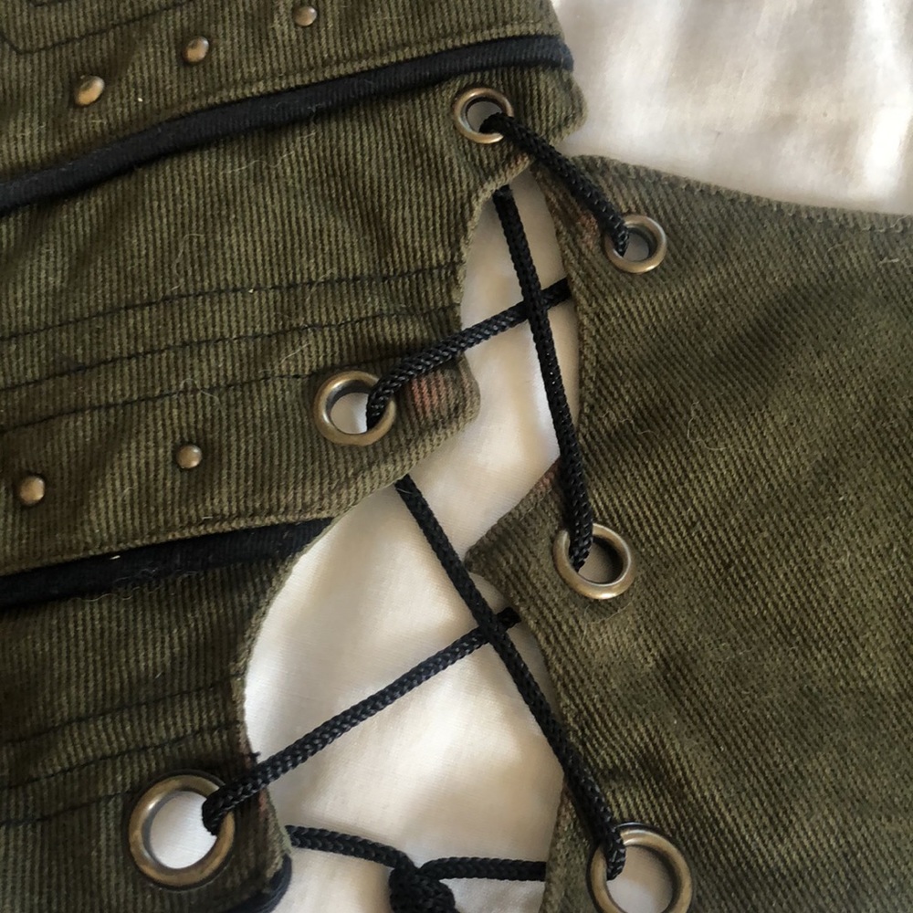 Creatura Festival Vest - high collar green studded short vest - Picture 12 of 15